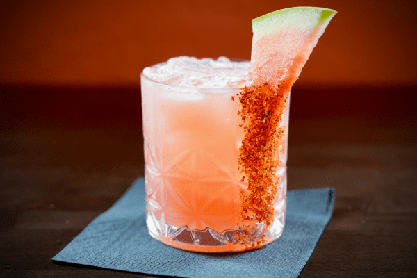 Image of margarita with watermelon garnish