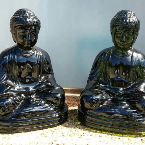 Glass art and statues at Gillinder Glass Factory in Port Jervis NY