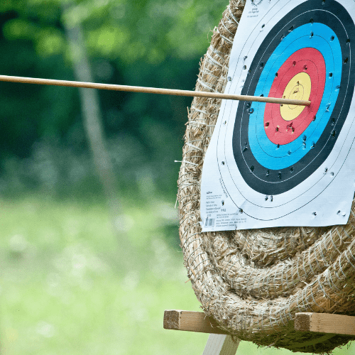 Arrow hitting bullseye during archery near Milford PA