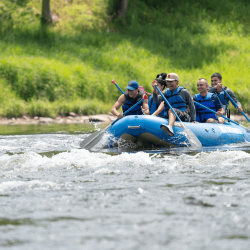 Group rafting adventure on the Delaware River near Milford PA