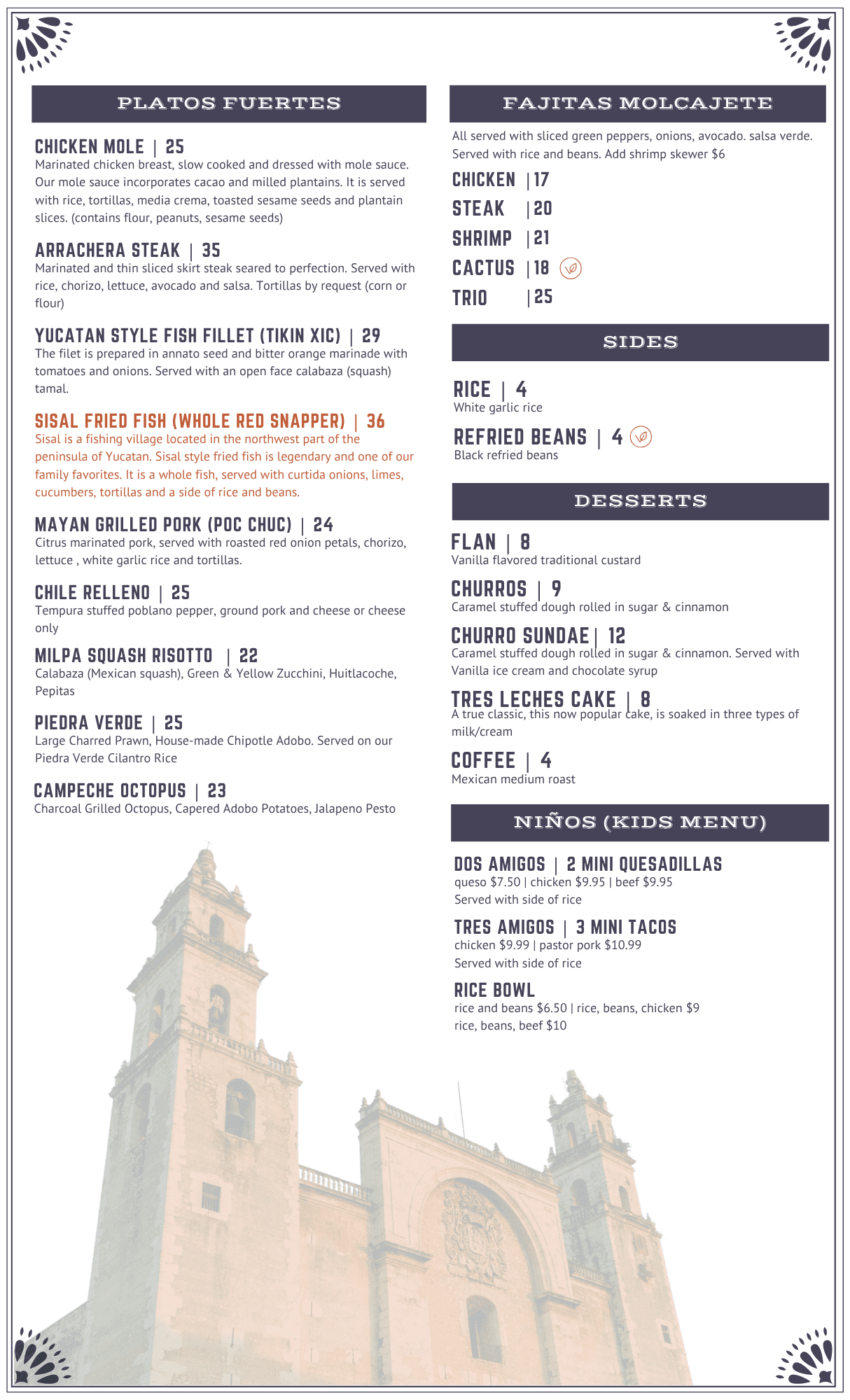 Image of La Posada Dinner Menu