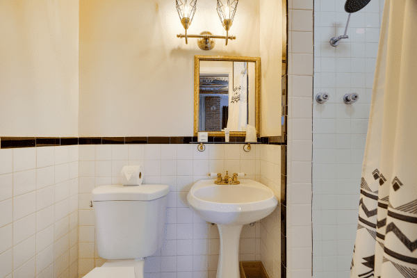Stylish bathroom in Chichén Itzá’s Suite at La Posada Milford hotel